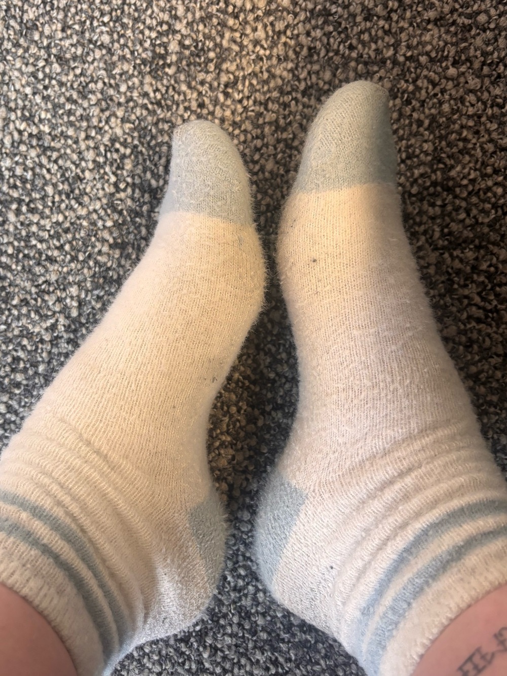Fuzzy worn gym socks